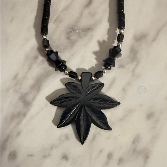 Other - Black Hematite Cannabis Necklace